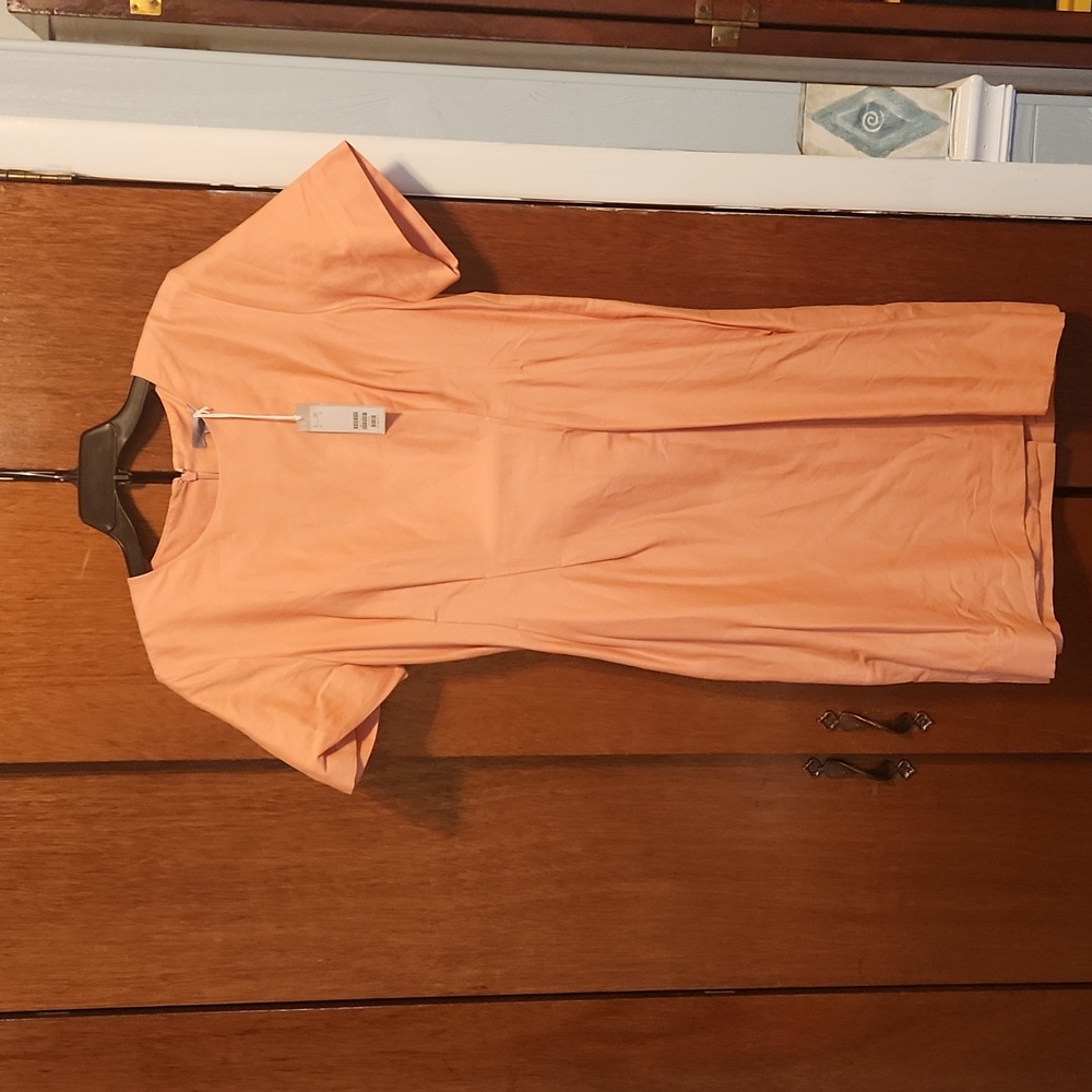 COS Peach Short-Sleeve Midi Shift Dress